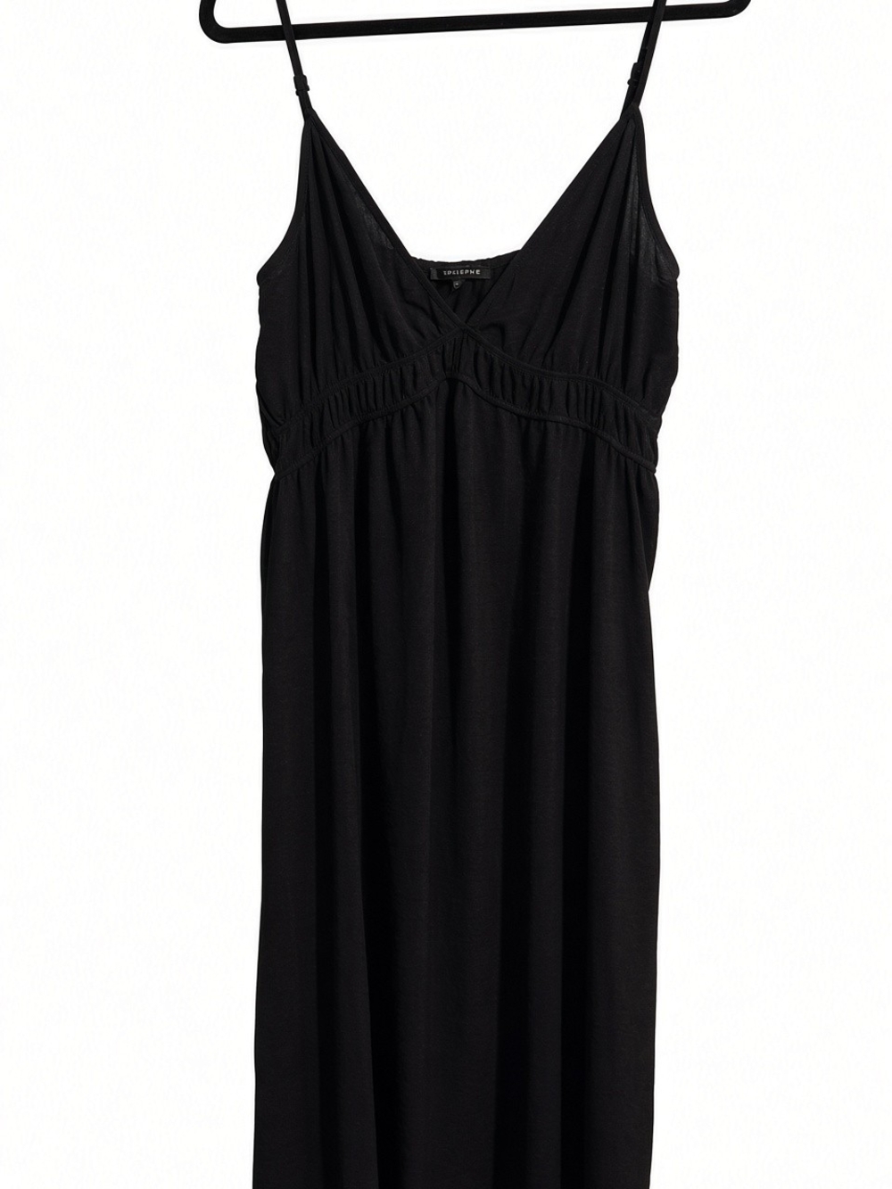 Adrianna Papell Black V-Neck Slip Dress with Spaghetti Straps